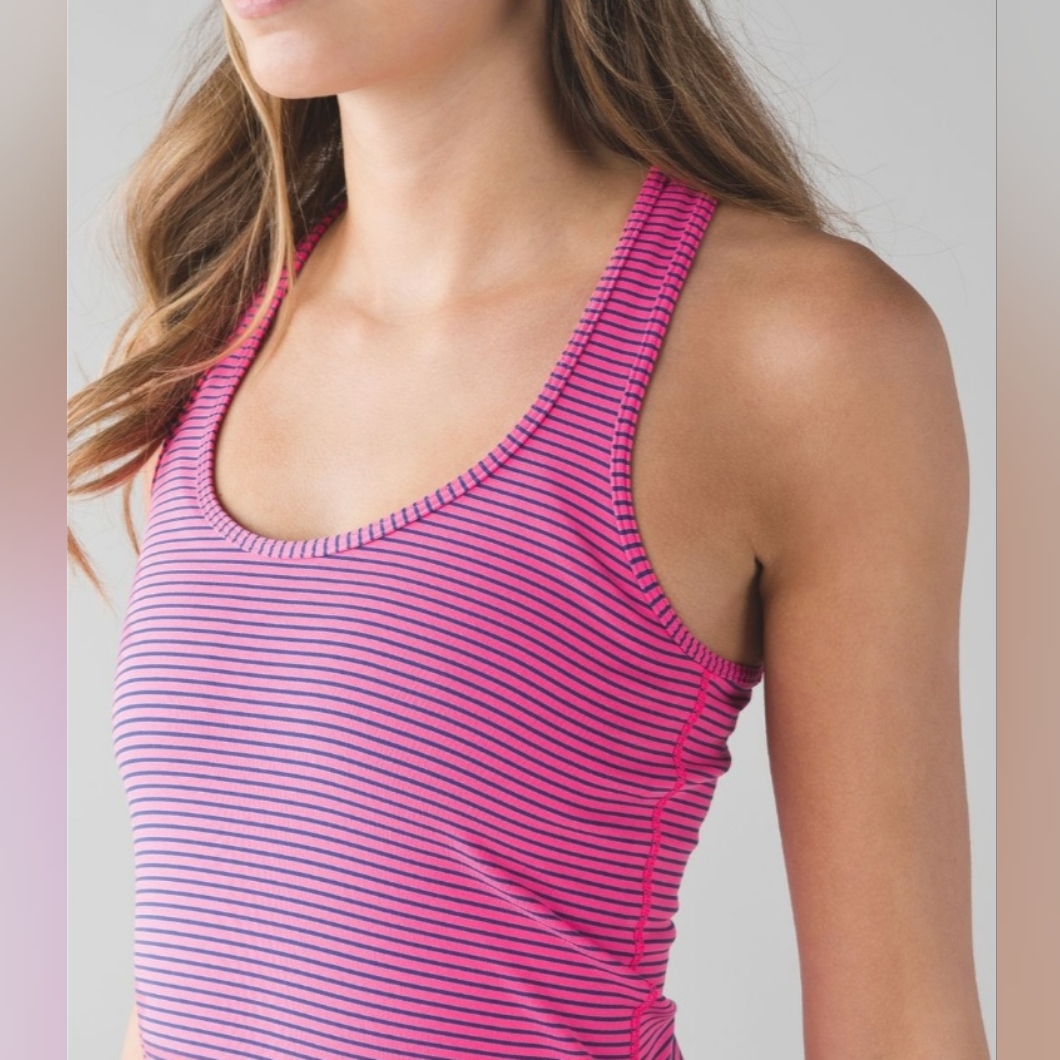 Lululemon Cool Racerback Tank, Pink/Navy, Size 8